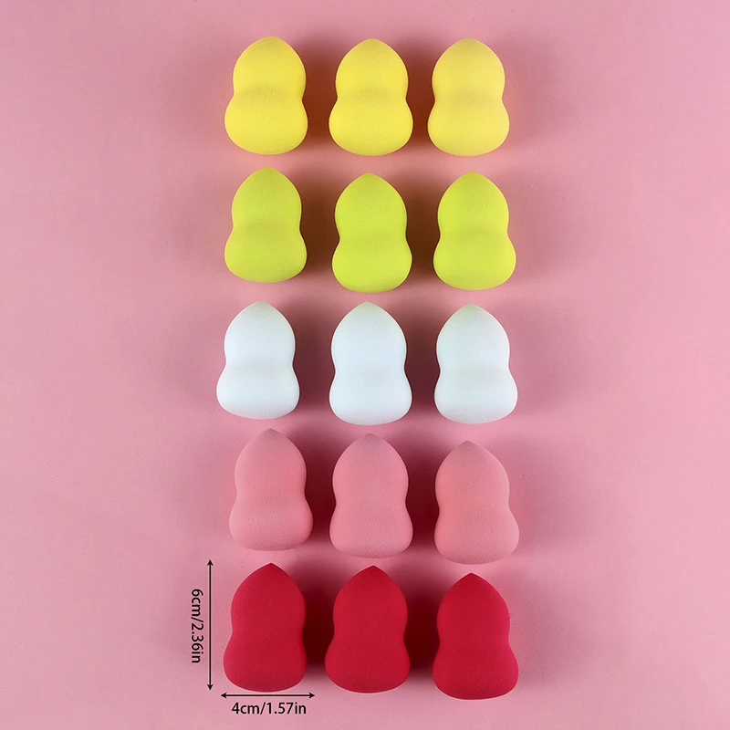 15 pieces of gourd shape sponge puff beauty egg suitable for applying makeup beauty make-up tools, multiple colours cute fashion