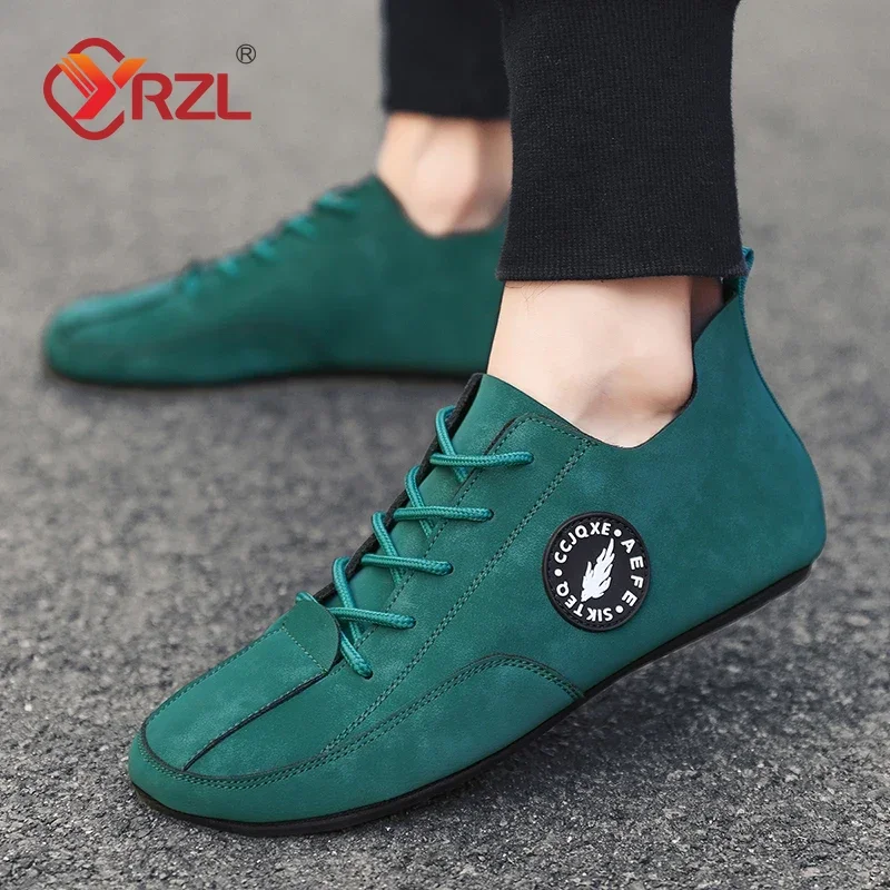 Yrzl mocassins masculinos leves para dirigir, sapatos casuais de fundo fino, sola macia, confortáveis, antiderrapantes, com cadarço, para caminhada