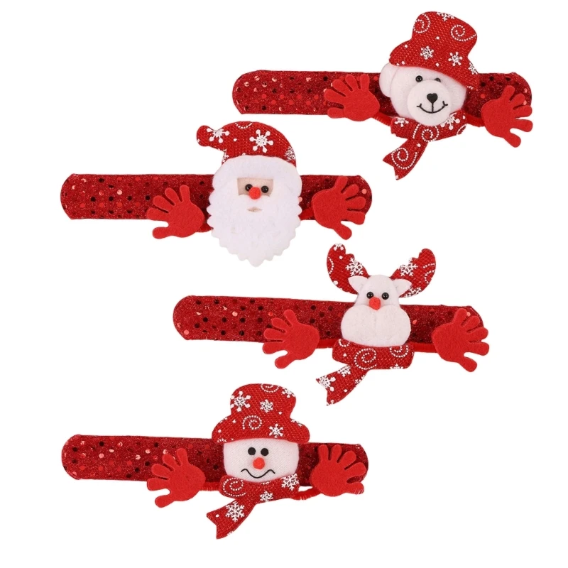 Festival Themed Slap Bands Accessories Lovely Animal Embellished Christmas Slap Bands for Stylish Home Decorations M68E