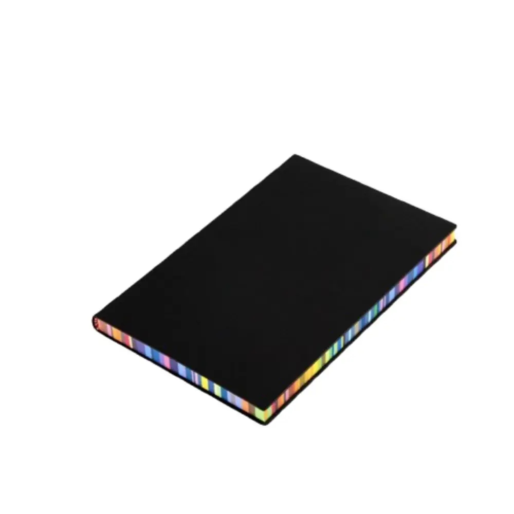 Soft Leather Cover Rainbow Edge Notebook 200 Pages Waterproof Work Meeting Record Book Horizontal Line Thickened