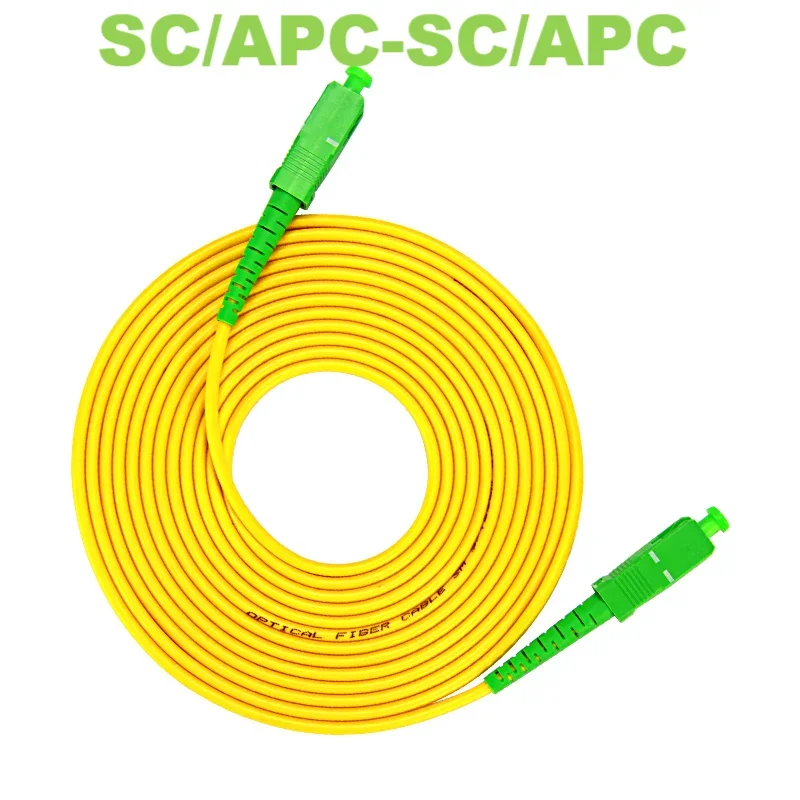 50Pcs SC APC Fiber Optic Path Cord Cable Single Mode G652D Simplex 3.0mm Fiber Jumper Cable Optical Yellow LSZH Jacket 1/2/3M