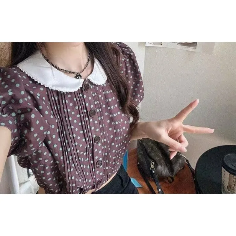 

Винтажная шифоновая рубашка с объемными рукавами контрастного цвета, кукольная рубашка с бантом, женская рубашка