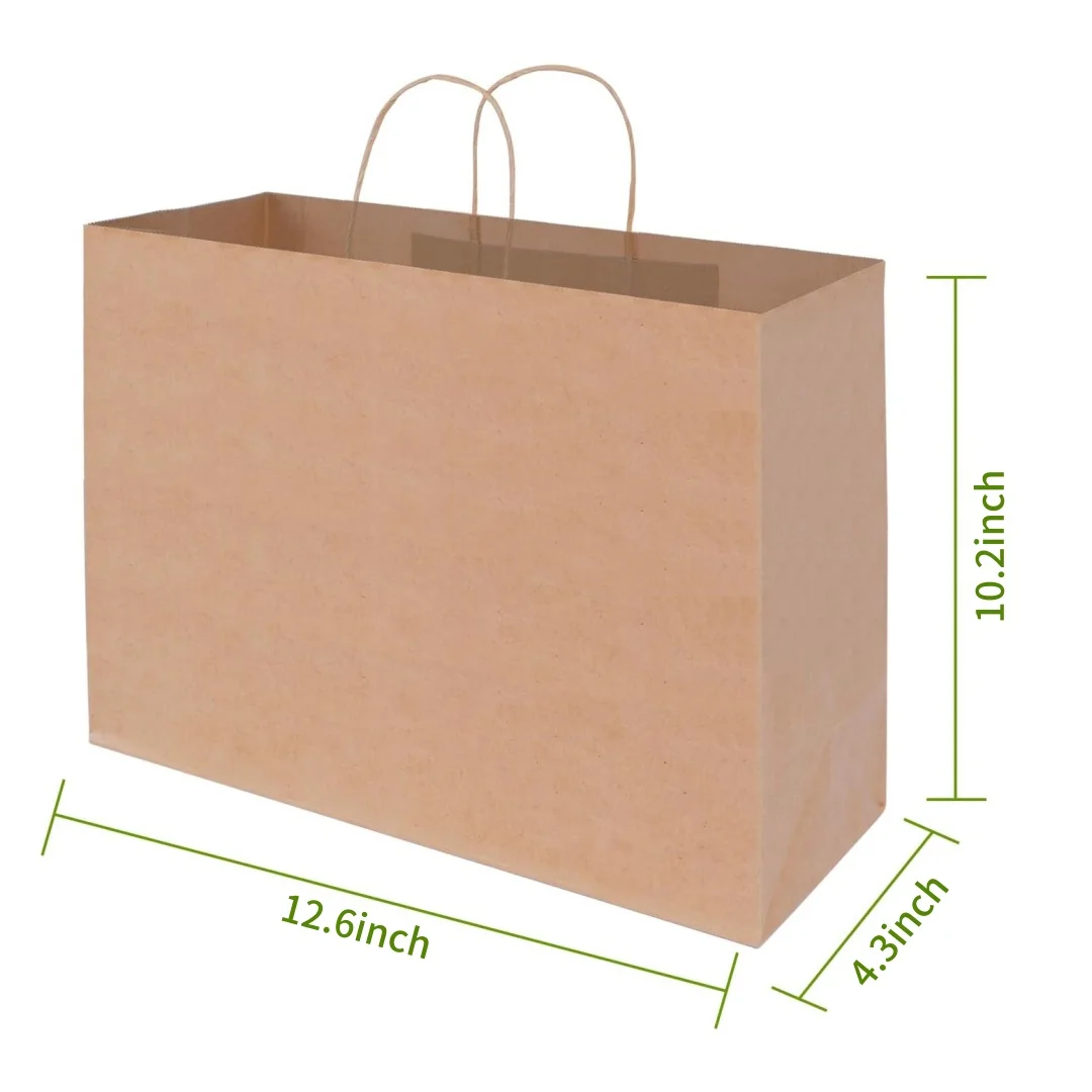 Papier-Einkaufstasche mit Griff, robuste Kraftpapier-Tasche zum Einkaufen, für den Einzelhandel, zum Mitnehmen und zum Tragen, 10er-Set – Detail 6