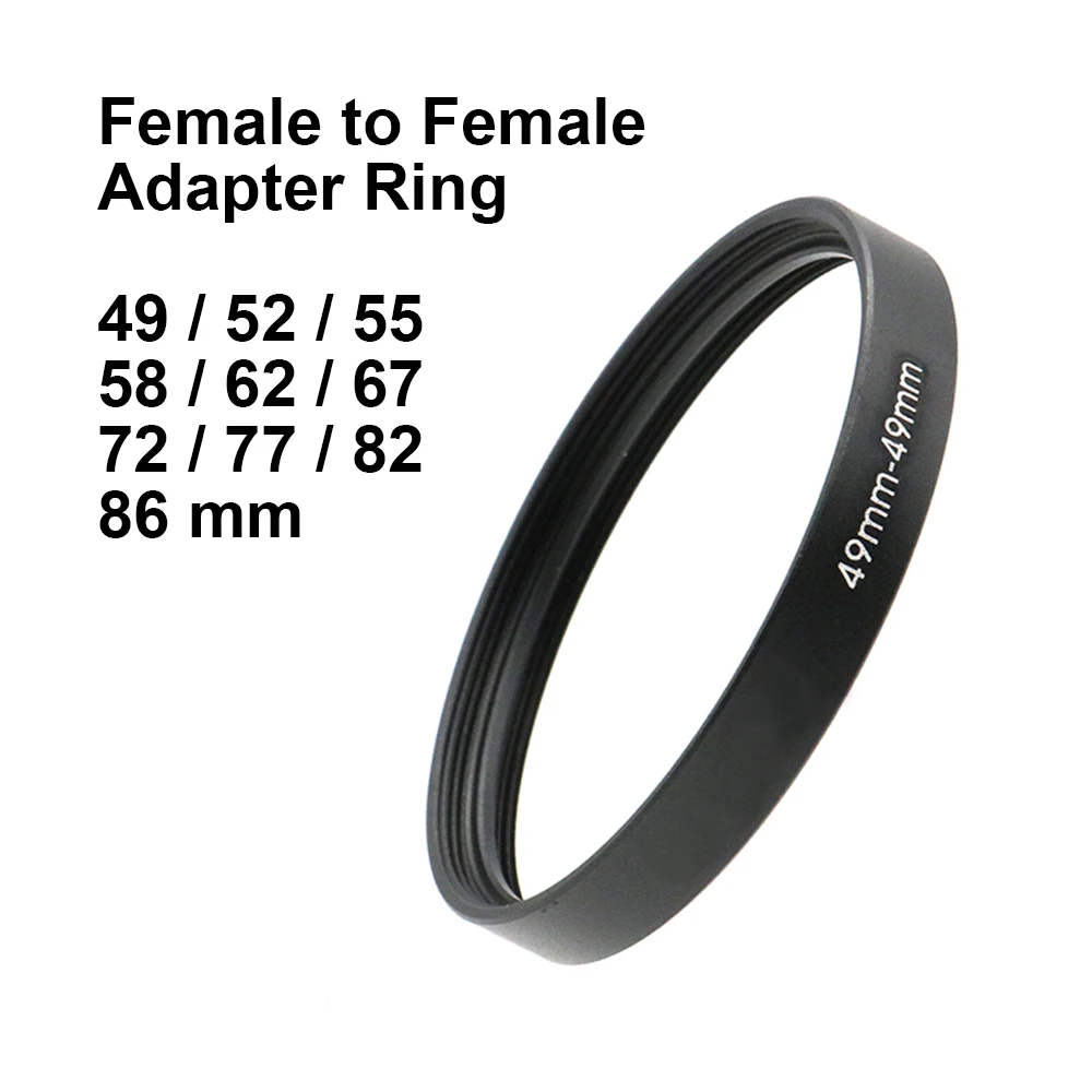 Female to Female Screw thread Adapter Ring Double Inner Thread Adapter Ring 0.75mm thread pitch 49 52 55 58 62 67 72 77 82 86 mm