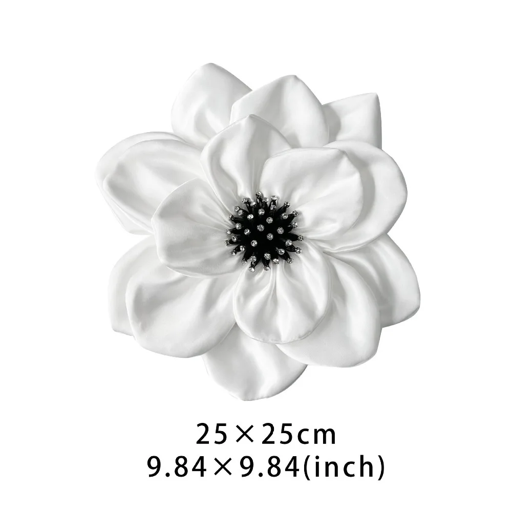 ตกแต่งเสื้อด้านบนชุดอุปกรณ์เสริม 25 ซม.ขนาดใหญ่สเตอริโอ Applique ดอกไม้ Handmade ผ้า Corsage Patch DIY เย็บคอดอกไม้