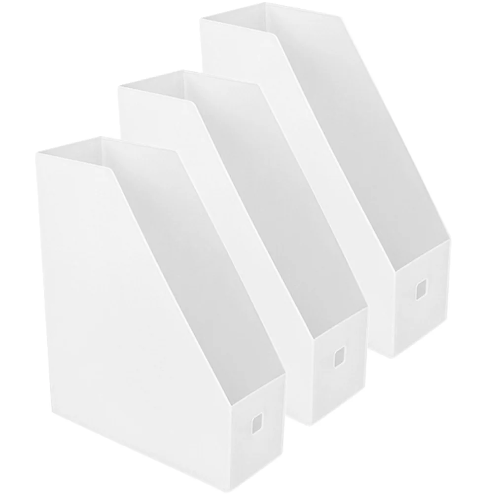 

3 Pcs File Storage Rack Holder Magazine Stand White Bookshelf Plastic Files Holders Desk Organizer Desktop Box Desk Book Holder