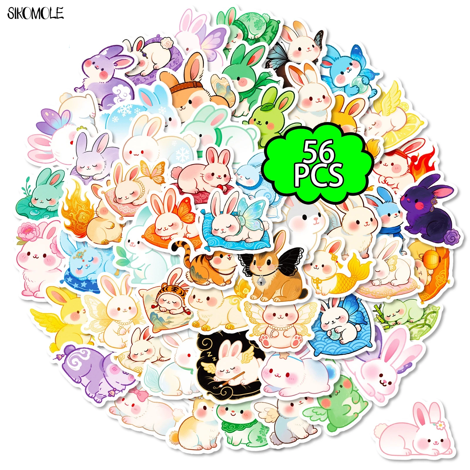 10/30/56PCS Cartoon Cute Rabbit Stickers Aesthetic Animals DIY Scrapbook Laptop Stationary Suitcase Decal Graffiti Sticker Toy