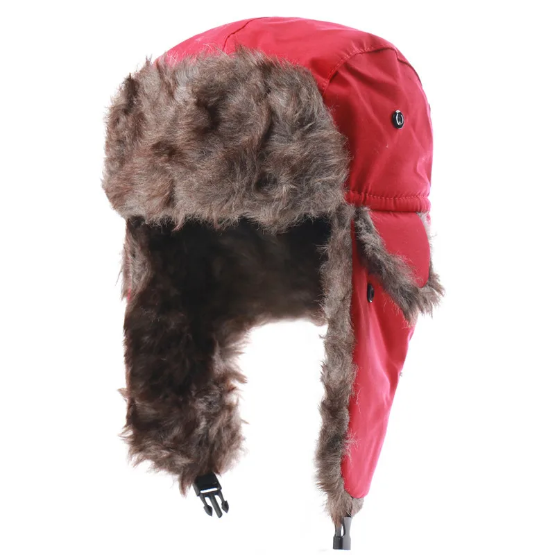 Men Women Winter Ski Hat Fluffy Faux Fur Cap Winter Russian Hat Trapper Bomber Warm Trooper Ear Flaps Cap Headwear Bonnet