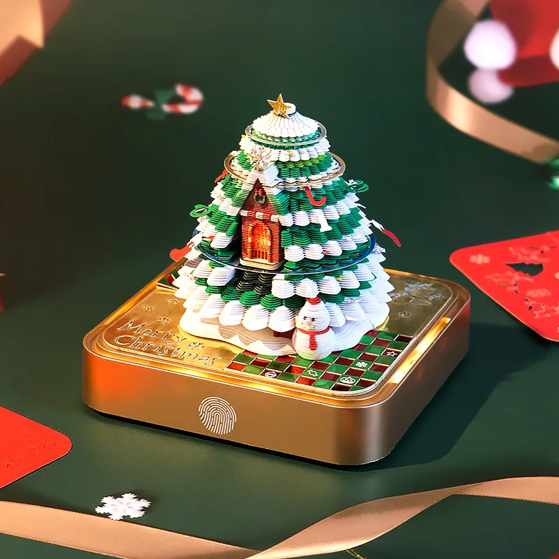 2026 Calendar LED Light Christmas Tree Desk Calendar 3D Tear Away Paper Carving Art Memo Pad Office Desktop Decoration Gift