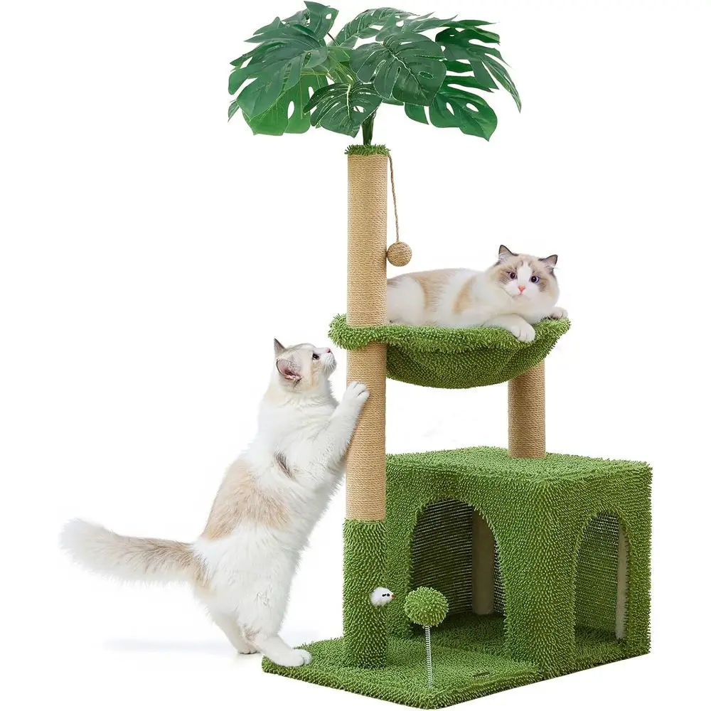 

48-inch Tall Multi-Functional Cat Tree with Scratching Post, Hammock, and Toy for Large Cats and Kittens