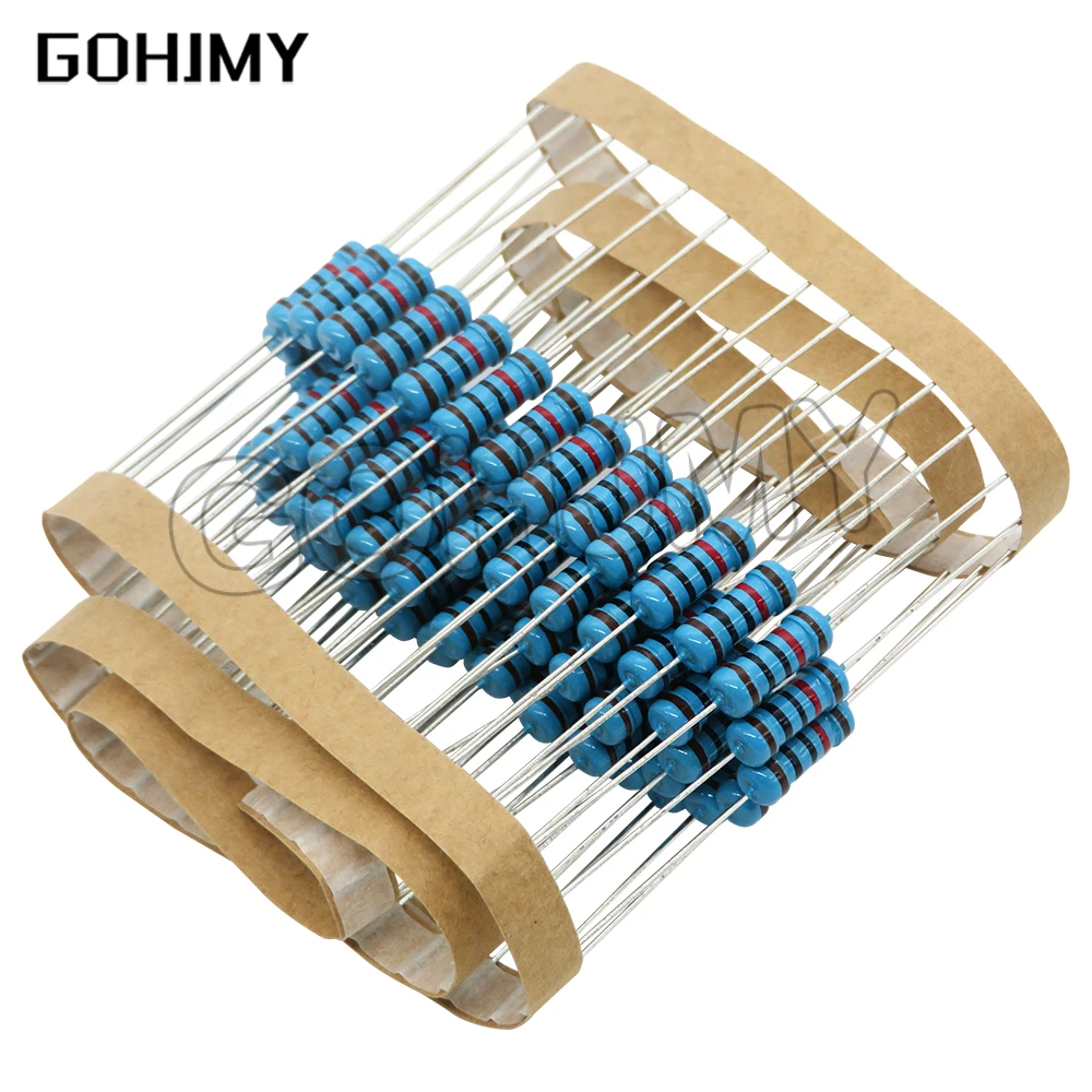 20pcs 1W Metal film resistor 1% 1R ~ 1M 1 2 10 22 47 100 330 ohm 1K 4.7K 10K 22K 47K 100K 330K 470K 2R 10R 22R 47R 100R 330R