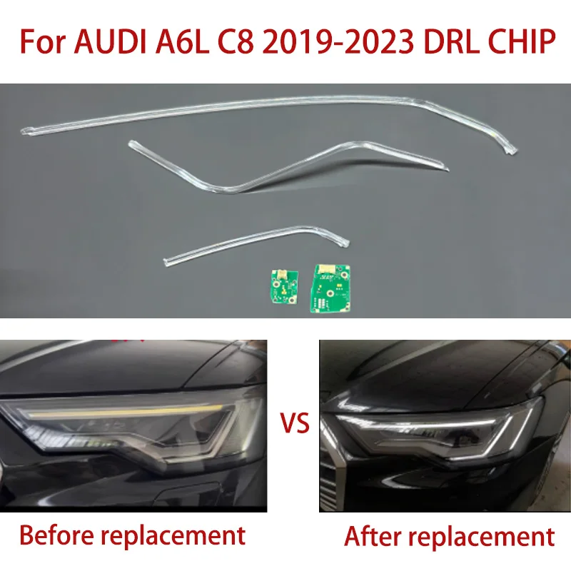 

Белая автомобильная фара DRL CHIP, направляющая полоса света, ангельские глазки, трубка, балластный чип, детали модуля для AUDI A6 C8 2019-2023