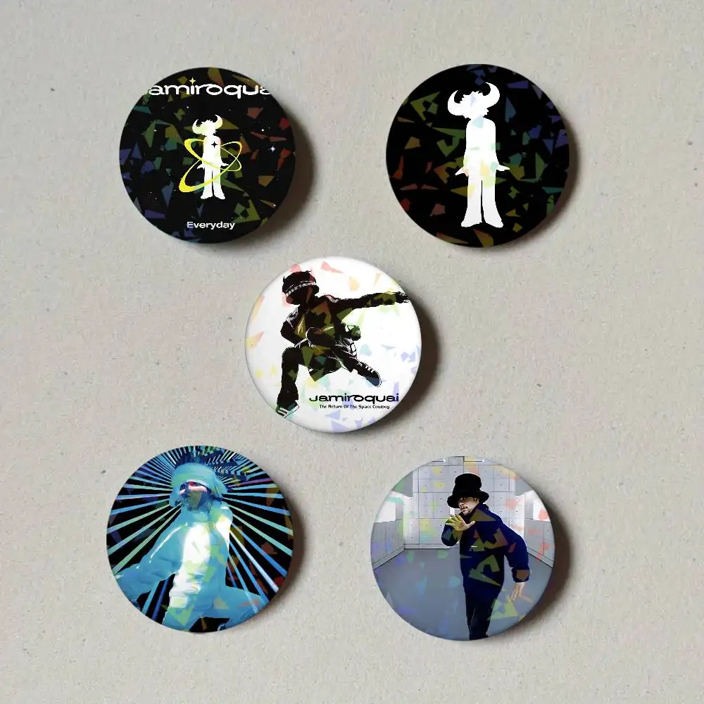 Band J-Jamiroquai Round Exquisite Laser Badge Brooches Creative Pins For Clothes Hat Backpack Gift Accessories