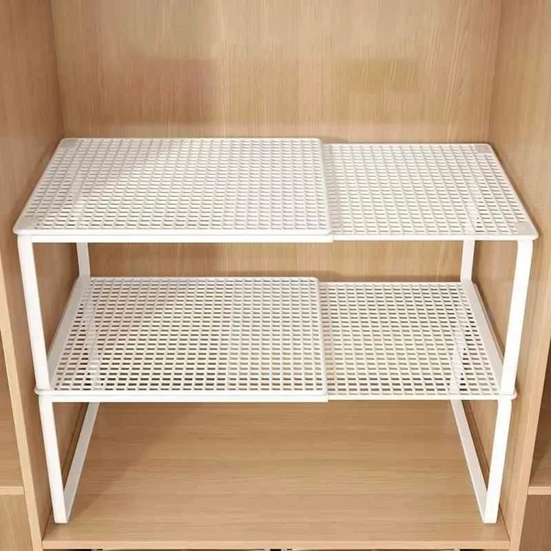 Expandable Closet Shelf Organizer Telescopic Wardrobe Storage Rack No Drill Adjustable Divider for Clothes Shoes Cabinets Home view 5