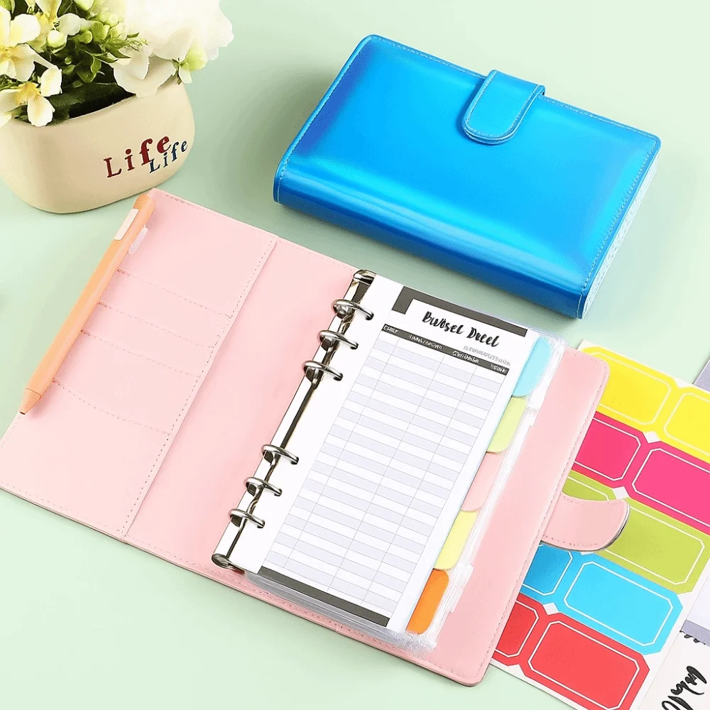Busta colorata per notebook, budget in contanti, raccoglitore per risparmiare denaro a fogli mobili, buste per contanti, tasche multiple