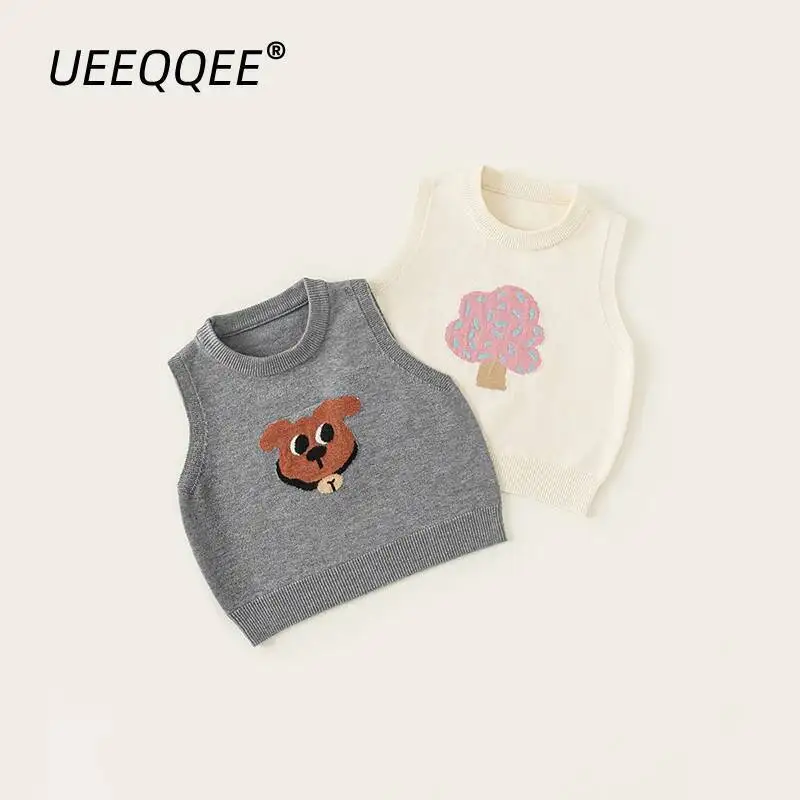 ربيع الخريف الأطفال سترة 1-8Y الفتيان الفتيات الكرتون محبوك الصدريات سترة تانك القمم الكورية طفل ملابس خارجية الاطفال الملابس