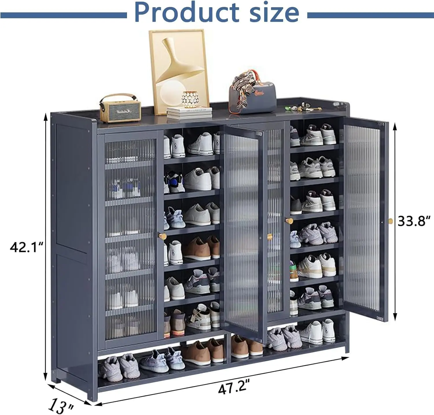 خزانة أحذية مكونة من 8 طوابق مع باب، وخزانة أحذية كبيرة للمدخل، و36-40 زوجًا من خزانة تخزين الأحذية المصنوعة من الخيزران