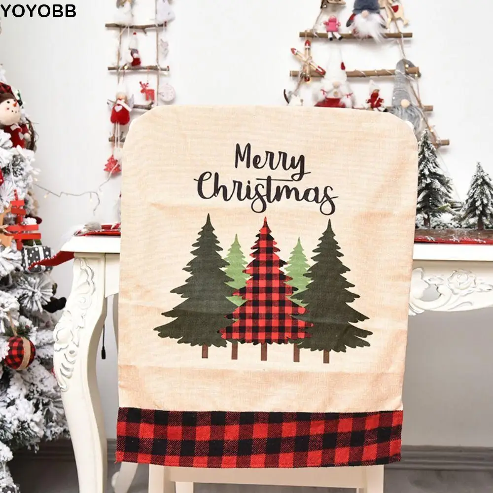 

Simple Cartoon Christmas Chair Cover Soft Removable Xmas Dinner Chair Seat Cover Stretch Christmas Table Decor Home Decoration