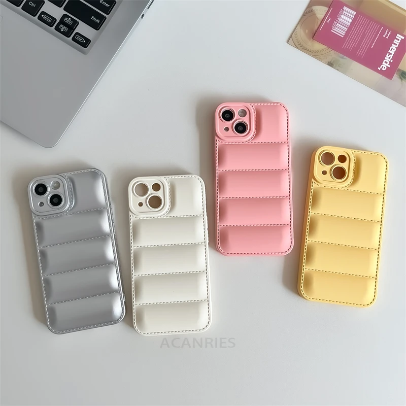 Cute Down Jacket Silicone Case For Iphone 15 14 Plus 12 13 11 Pro Max X Xs Xr 7 8 15plus 14pro 13pro Iphone15 15pro Soft Cover