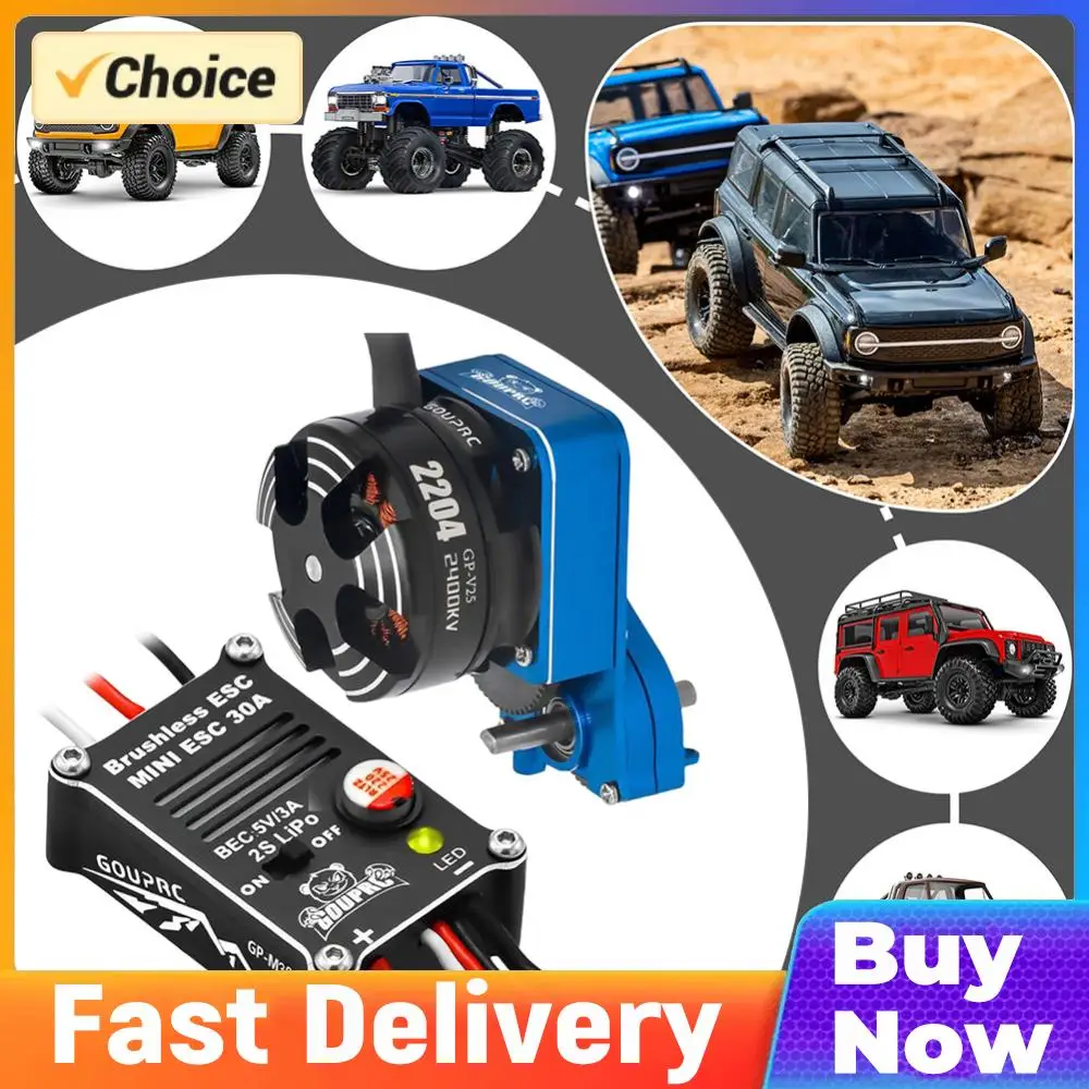 

2204 2400KV Brushless Outrunner Motor W/ Transmission and 30A Brushless ESC for 1/24 RC Crawler Axial SCX24 Upgrade