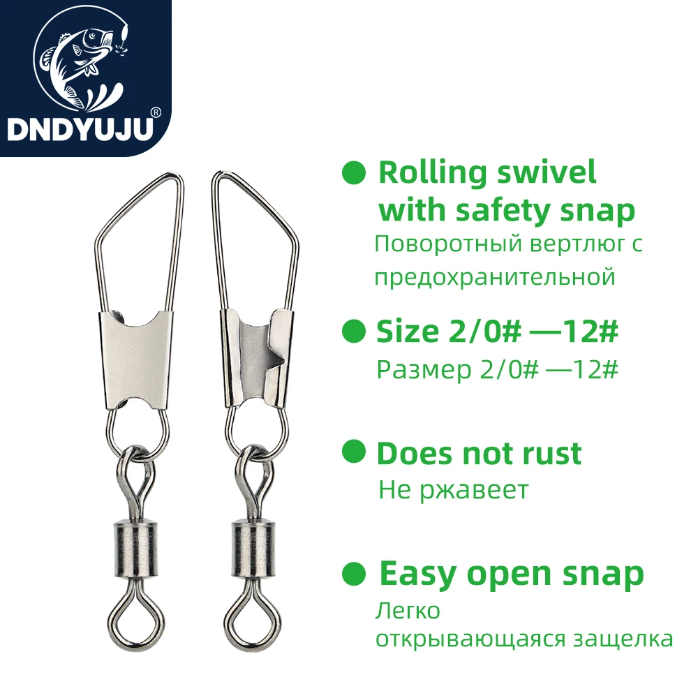 DNDYUJU 50Pcs Brass Barrel Fishing Swivels Solid Rings Fishing Pin Connector With Interlock Snap Fishing Connector