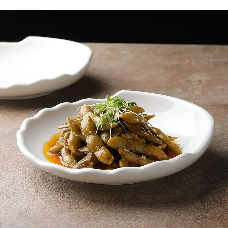 

Simple Irregular Shape Ceramic Dinner Plate Cooking Dishes Restaurant Solid Color Tableware Pasta Steak Sushi Dessert Tray