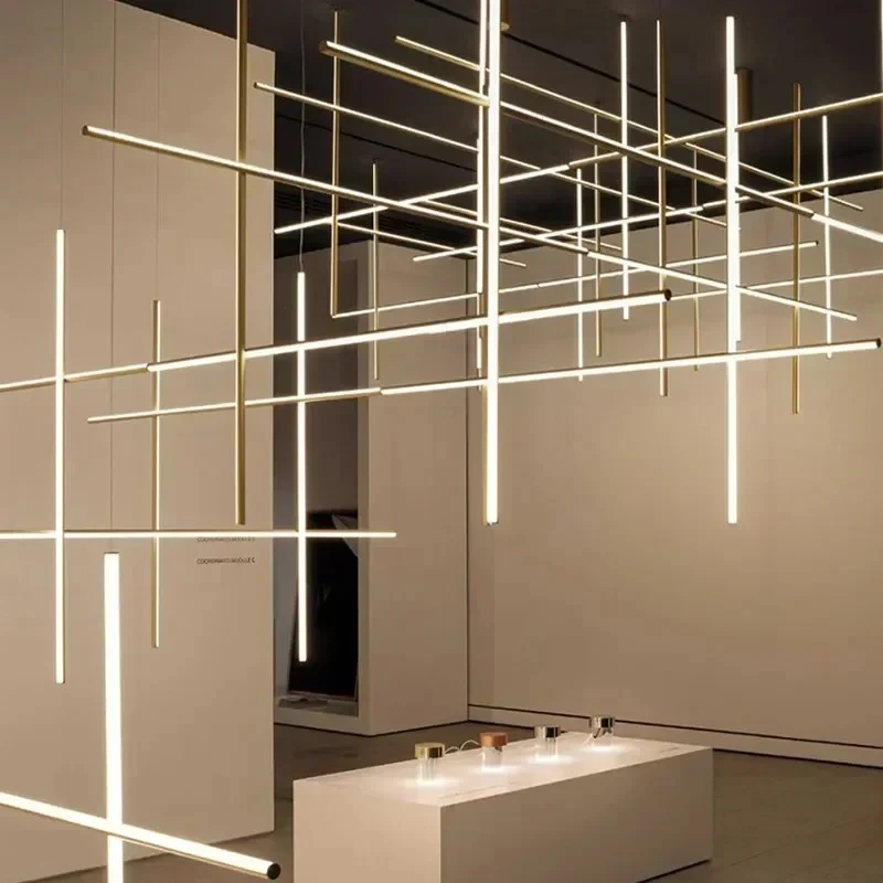 

Modern Designer Minimalist Led Lines Decor Pendant Light for Living Room Loft Hallway Home Decoration Hanging Lusters Luminaires
