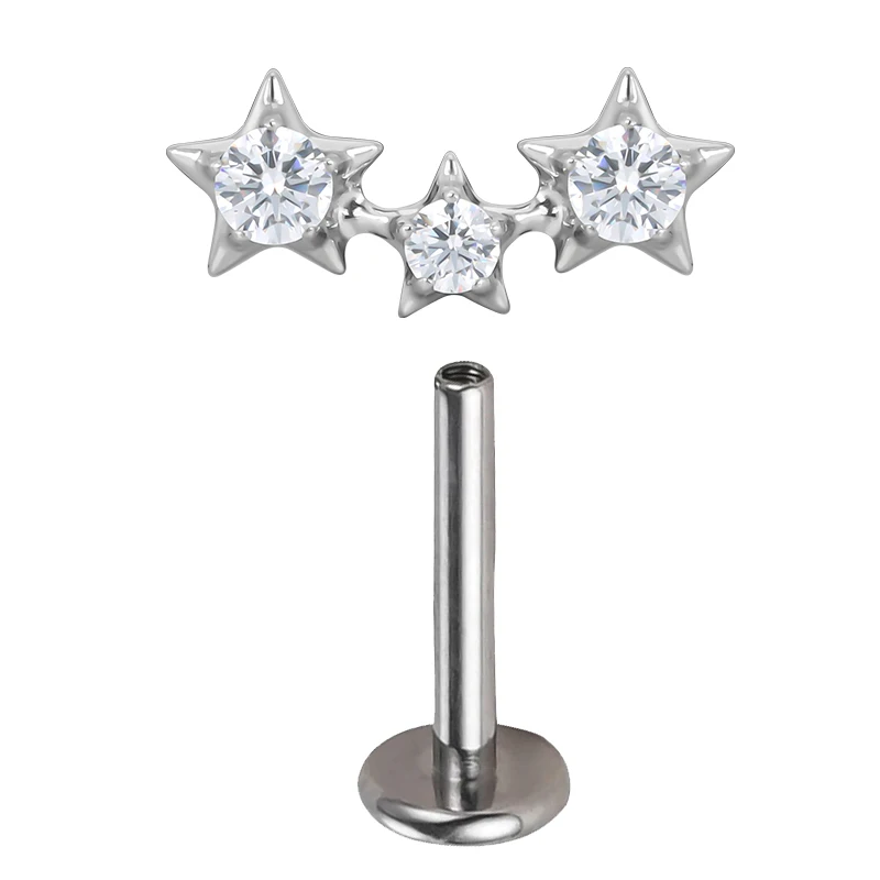 Titanium Ear Studs Piercing Half Sun and Star Lip Stud Earrings
