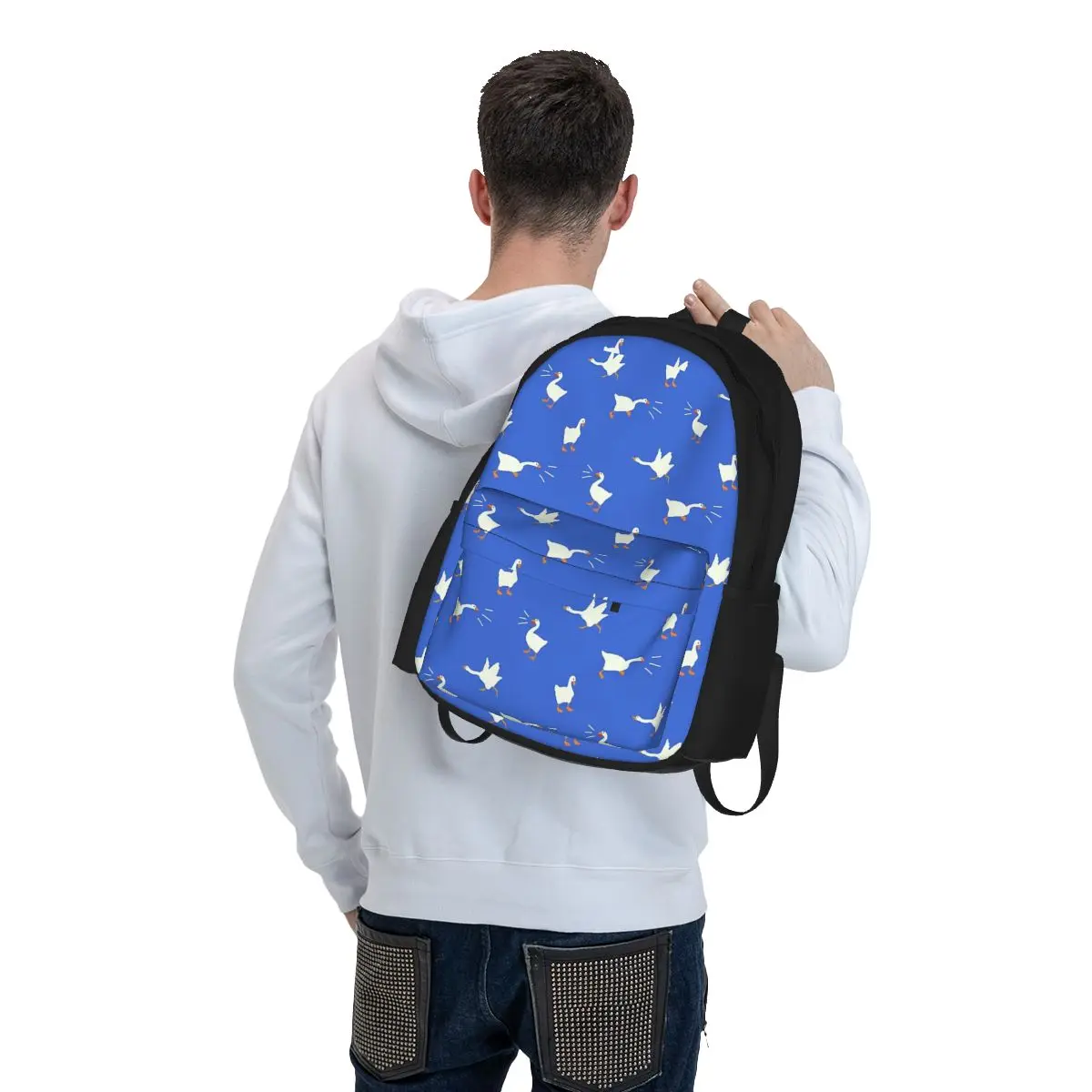 Goose Game-Mochilas azuis para meninos e meninas, mochila infantil, mochila escolar, mochila dos desenhos animados, mochila portátil, bolsa de ombro, estudantes