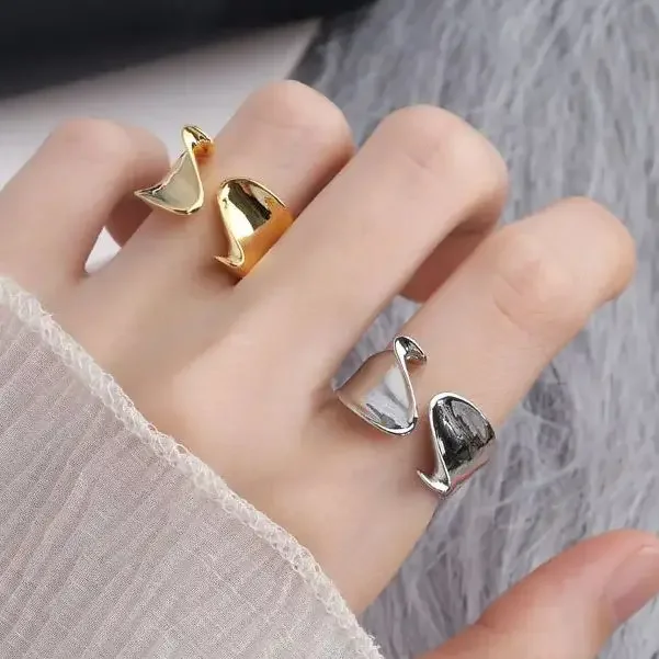 Simple Silver Rings for Women Couple Minimalist Handmade Simple Big Ring Party Jewelry Gift Prevent Allergy