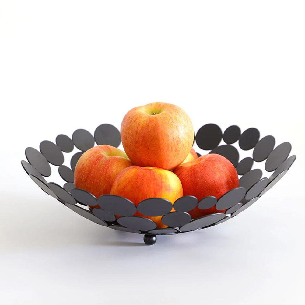 

Iron Fruit Plate Metal Bowl Snack Holder Wire Baskets Decorative Holders Countertop Creative Round