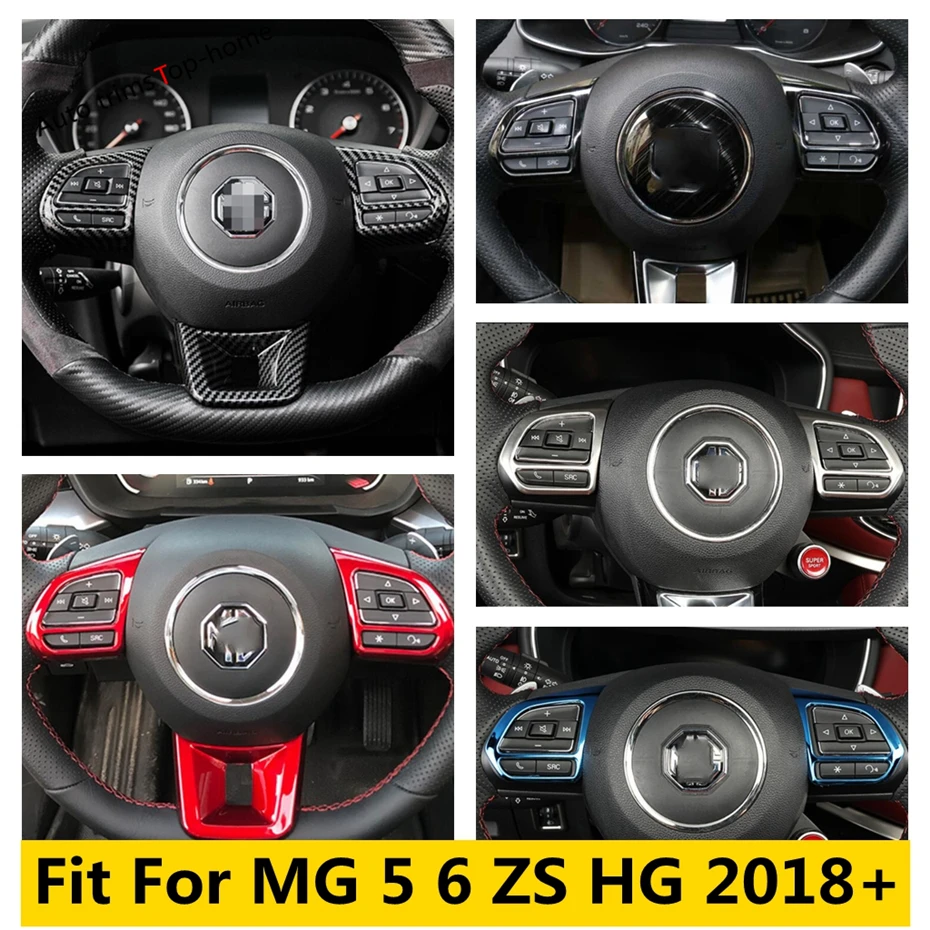 Car Steering Wheel Frame Decoration Cover Trim For MG 5 6 ZS HG 2018 - 2022 Carbon Fiber / Red / Blue Accessories Interior Kit