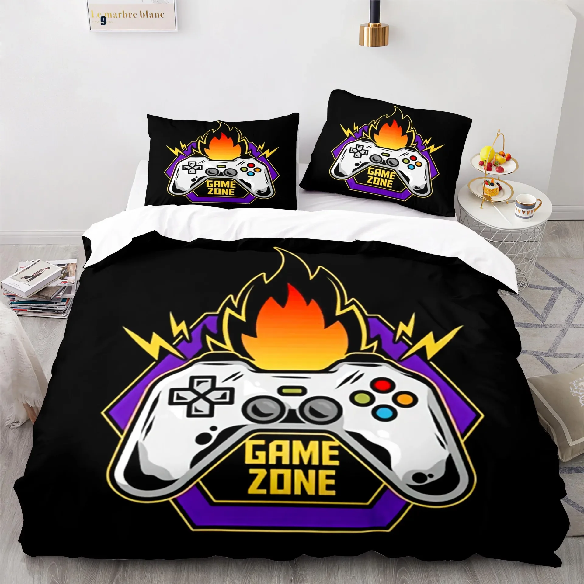 

Gamer Duvet Cover Full Size Teens Gaming Bedding Set for Kids Boy Girl Video Games Comforter Cover Gamepad Polyester Quilt Cover