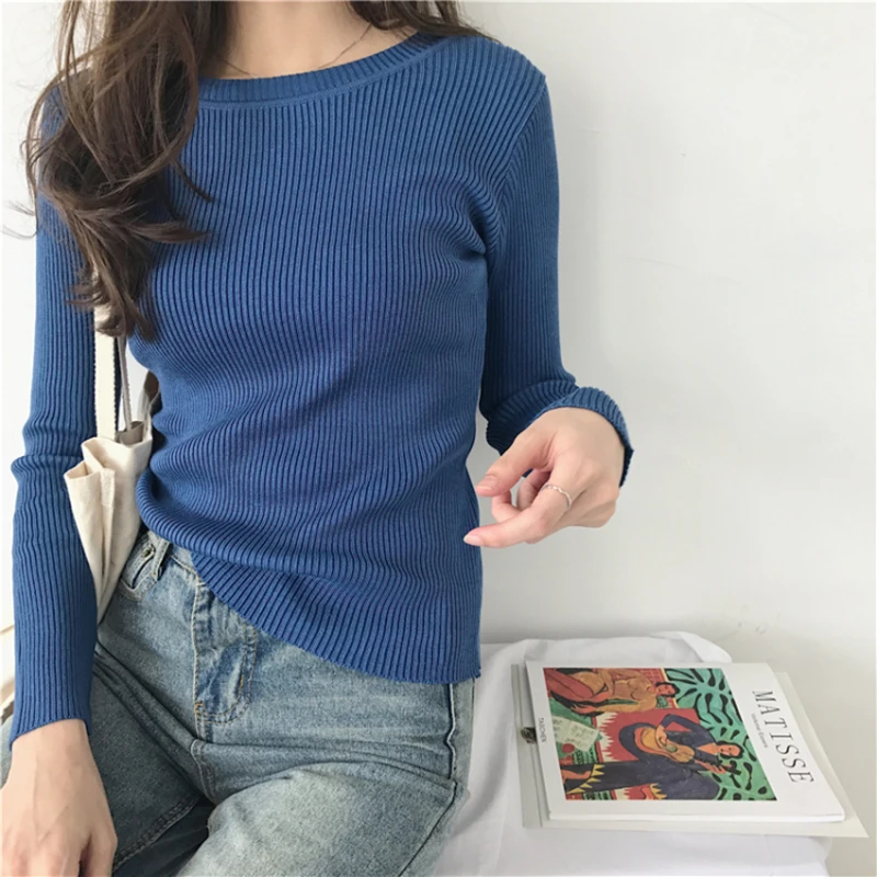 sweater women pullover slim o-neck warm sweaters knitted korean jumper fashion women clothes pull femme poleras sueter