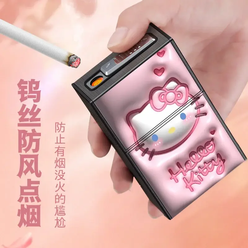 Briquet aste portable tout-en-un, Sanurgente Pompom Purin Pochacco Kuromi Cinnamoroll Hello Kitty, nouveau dessin animé, étui physique