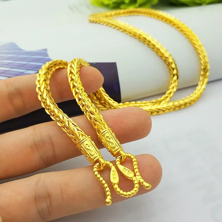 High quality pure gold 999 necklace domineering 24K real gold snake bone necklace mens dragon bone snake bone necklace - Image 4