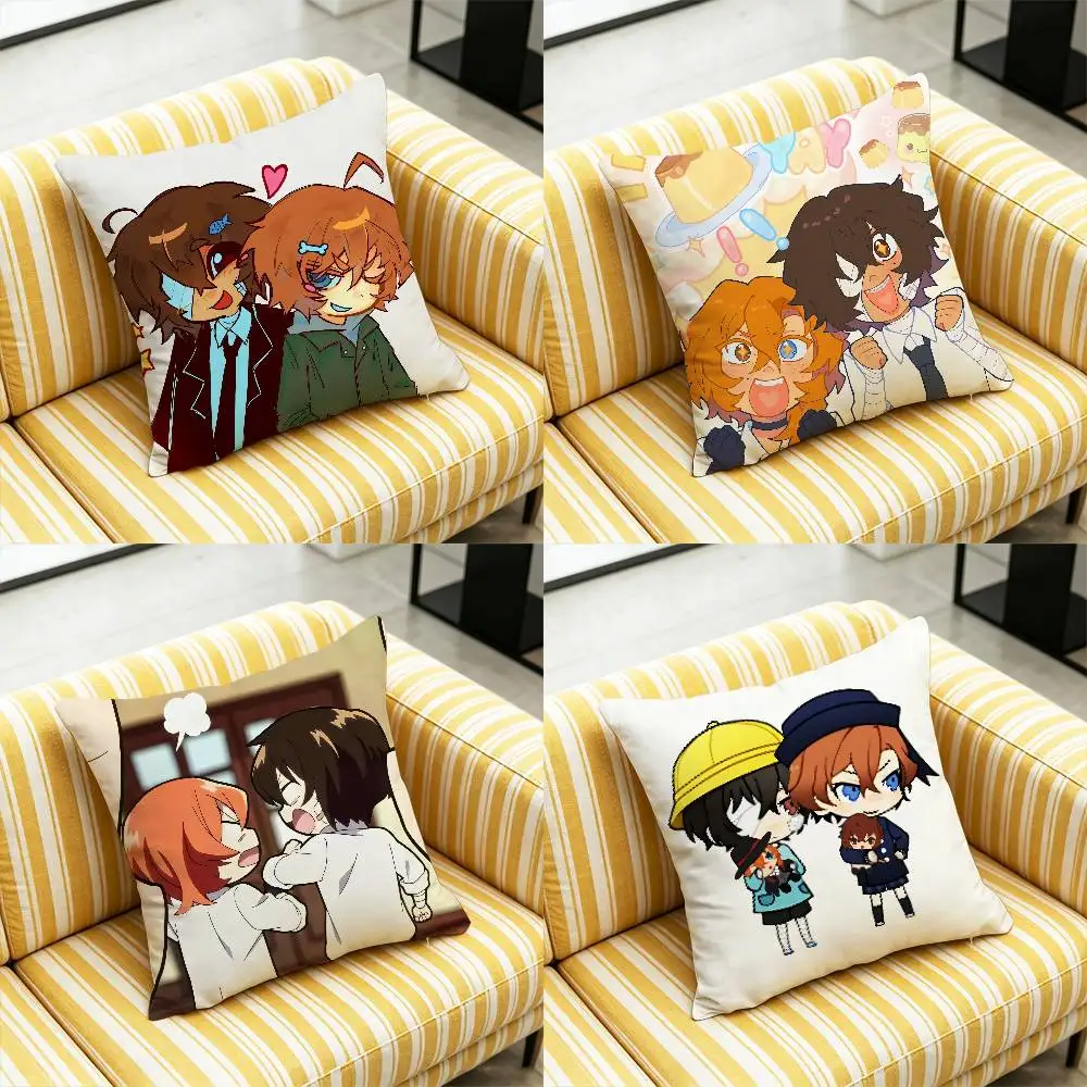 For Soukoku Dazai Chuuya Bungo Stray Dogs Throw Pillow Cover Case Custom Gift Decorative Pillowcase Accent Cushion Covers