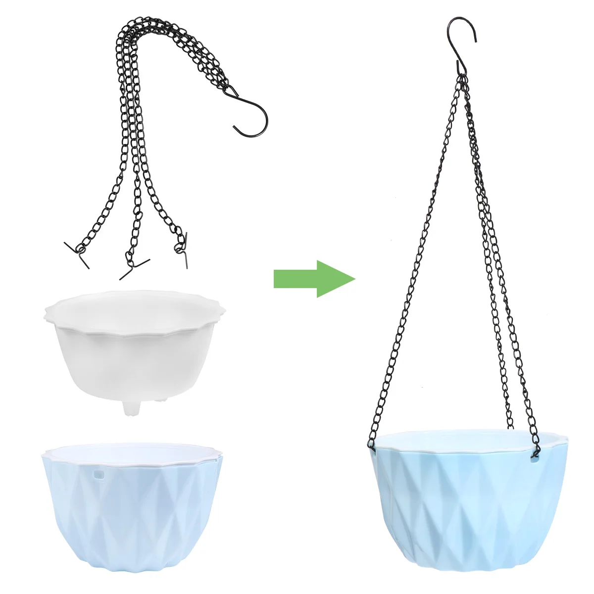 

Hanging Flower Pot Indoor Plastic Resin Planter Baskets Water Blocking Block Easy Use Durable Healthy Plants Clear
