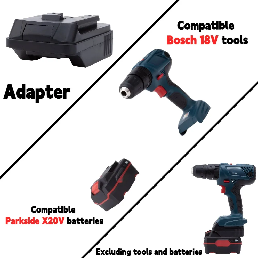 

Для Parkside X20V TEAM литий-ионный аккумулятор для Bosch 18 В аккумуляторная электрическая дрель, инструменты, адаптер/конвертер для аккумулятора (только адаптер)