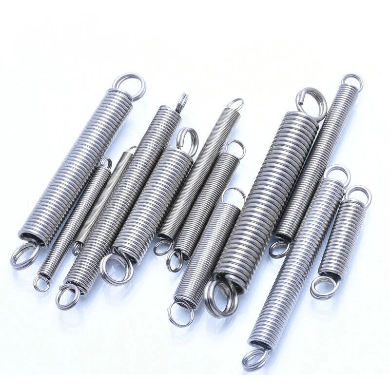 304 Stainless Steel Pull Spring Double Loop Closed Hook and Loop, Wire Dia 0.5mm, Outer Dia 3/4/5/6mm, Length 15-300mm.