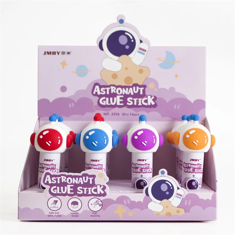 16 sztuk/partia Kawaii astronauta stały klej w sztyfcie śliczny klej do papierowych plików sztuka DIY biurowe przybory szkolne prezent