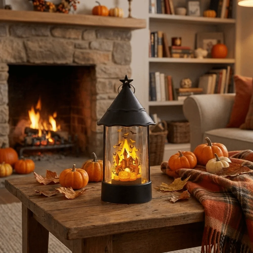 Vintage Halloween LED Lamp Soft Warm Glow Portable Halloween Decorative Light Waterproof Decorative Pumpkin Light