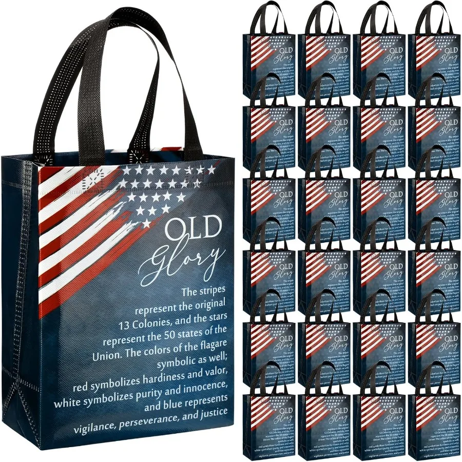 

Patriotic Gift ags ulk American Flag Teme ags wit andle Medium Reusale USA Souvers Gifts for Curc Rememrance Day Party Decorati