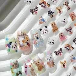 Funny niche Cartoon Japanese kittens and puppies Nail Sticker Cute Cats Dogs Stickers Nail Art Decoration DIY Press On Nails