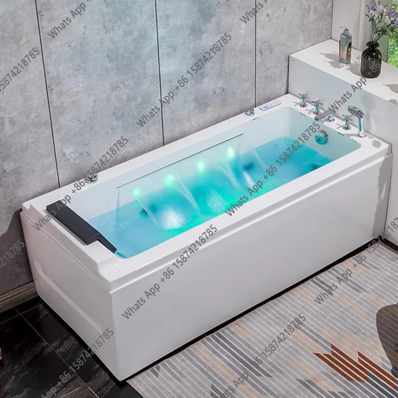 Kk Simple Single Bathtub Acrylic Household Small Apartment Square Cylinder Massage Tub With Headrest Cross-border Acrylic Bathtu