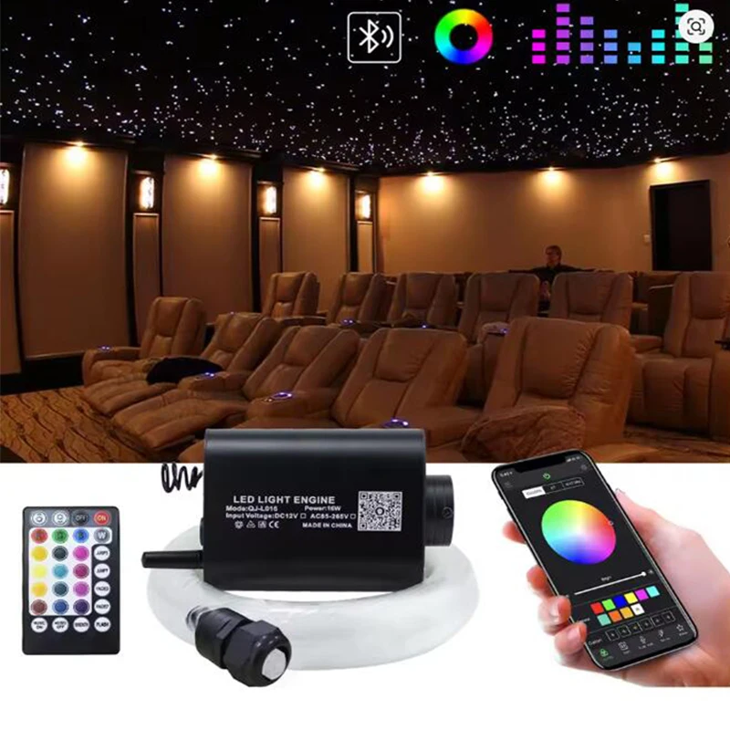 

16W Rgbw Fiber Optic Star Ceiling Light Kit Sound Activated App Starry Sky Fiber Optic Light for Car Roof Stars Home Decorating