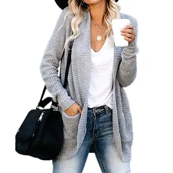 Autumn Long Cardigan Women Jumper Fashion Loose Coat Ladies Knitted Outerwear Ropa Mujer Clothes Woman Sweater Jacket Pull Femme