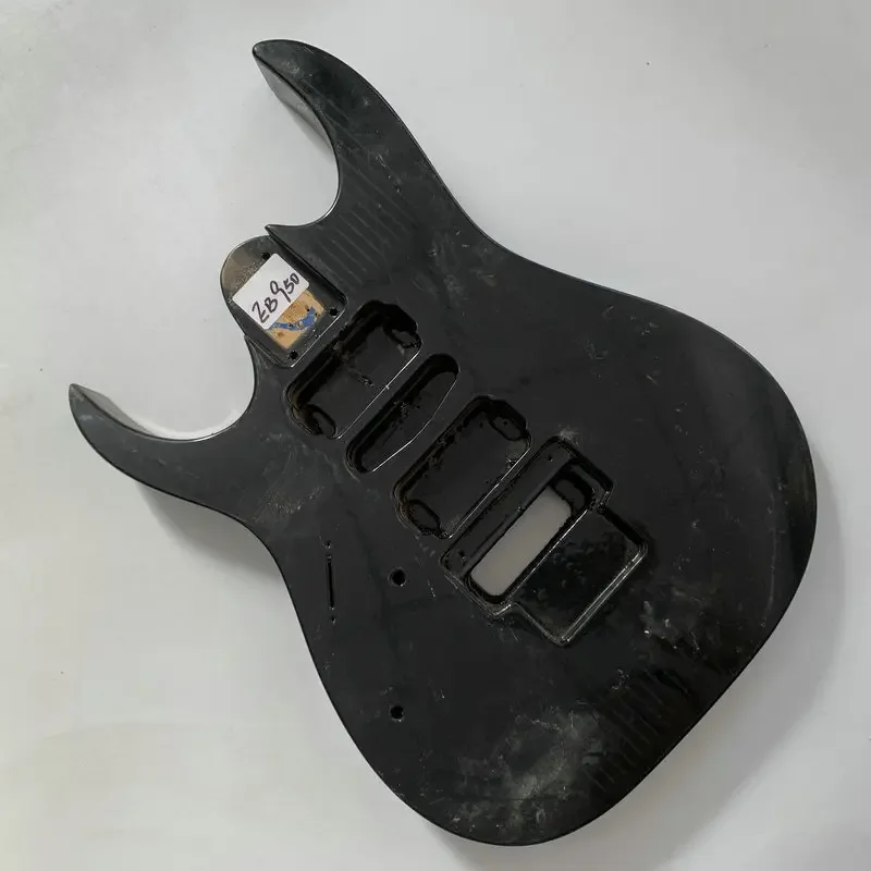 

EB950 Left Hand Electric Guitar Unfinished Floyd Rose Guitar Body Black Color with Dirty Damages for DIY Replace Custom Orders
