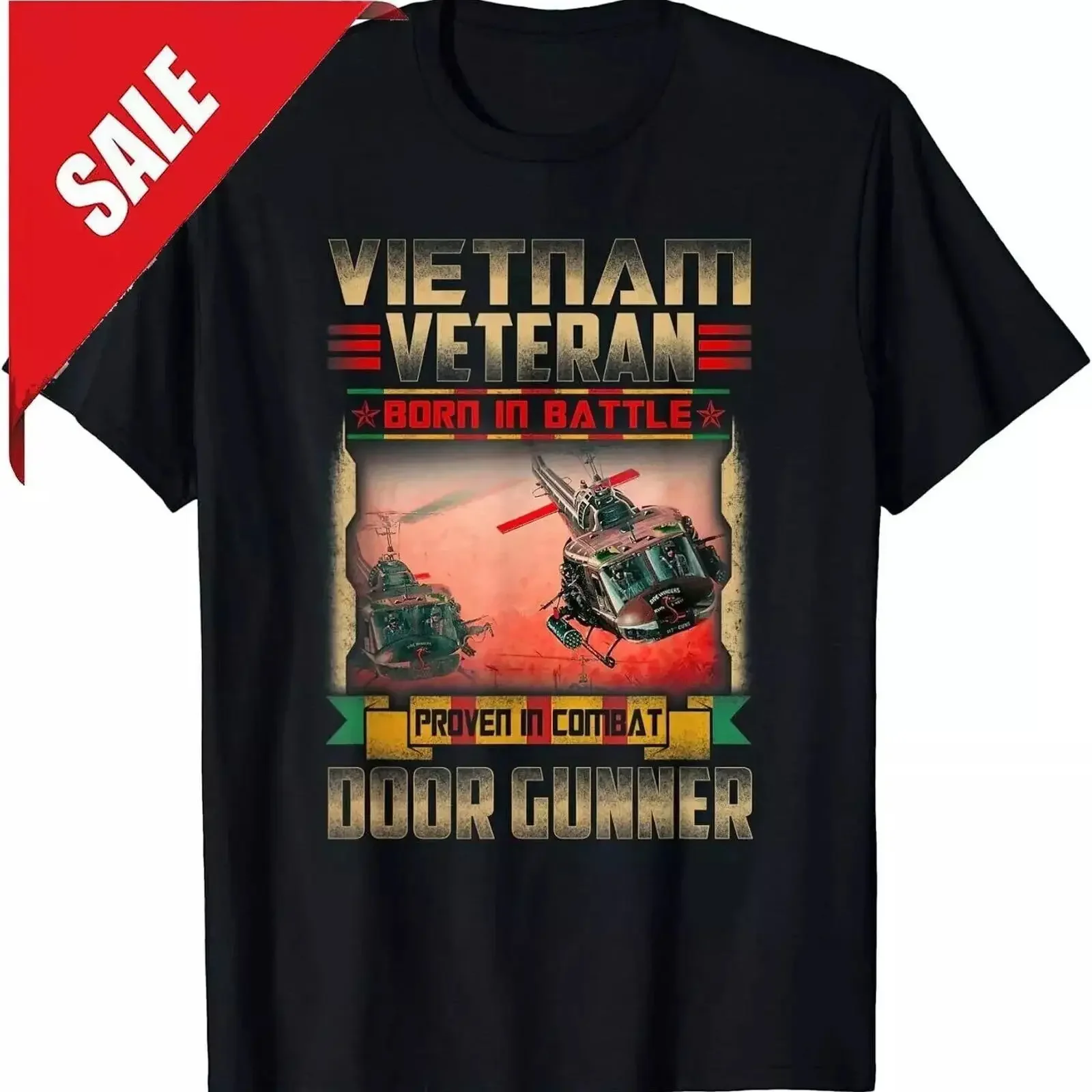 Vietnam Veteran Uh1 Huey Helicopter Door Gunner T Shirt Size S 5XL vintage Washed Stylish graphic streetwear Casual