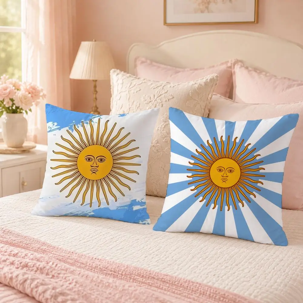 Argentina Flag Art Print Cushion Cover Custom Plush Pillow Cover Soft Cloud Comfort for Sofa Bed Couch